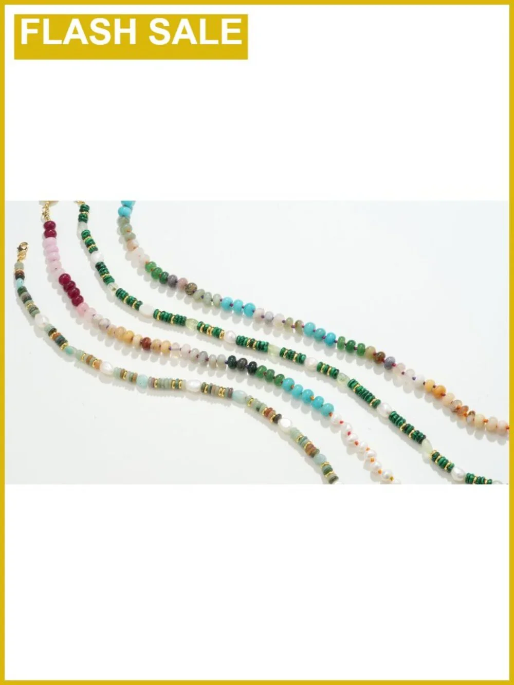 Handmade Natural Gemstone Beaded Choker Necklace 14K Gold Plated Copper
